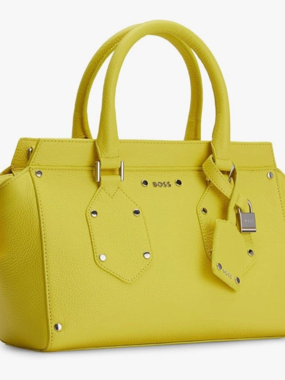 NWT Hugo Boss Yellow Pebbled Leather Satchel Crossbody Bag